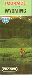 1974 CONOCO OIL Gas Station Road Map WYOMING Cheyenne Casper Laramie Sheridan - Picture 1 of 1