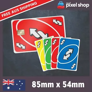 Reverse Card Bank Card 4x Skins Sticker |Uno Credit card funny decal meme tiktok - Picture 1 of 3