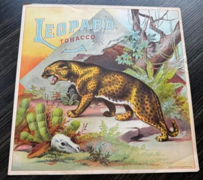 Etiqueta de caja de carrito de tabaco leopardo marca comercial || A. Hoen & Co. Antiguo Foto 1 de 4