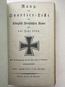 Prussian Army List 1834 annotated Rangliste de de preussischen Armee German - Picture 1 of 15