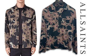 Camicia AllSaints Shonto taglia small uomo con bottoni manica lunga morbida viscosa astratta - Foto 1 di 4