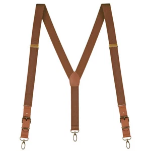 Adjustable Men's Suspenders Leather Elastic Y-Shaped Braces Hooks Pants Braces - Picture 1 of 10