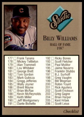 1992 Studio #263 Checklist (Billy Williams) - Image 1 of 2