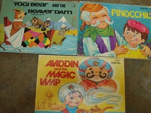 Vintage 3 POP UP BOOK Fairy Tales YOGI PINOCCHIO ALADDIN My Favorite - Picture 1 of 3