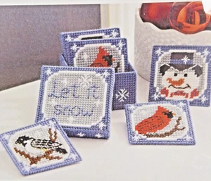 Mary Maxim Christmas Let It Snow Coasters Plastic Canvas Needlepoint Kit, PG - Picture 1 of 4