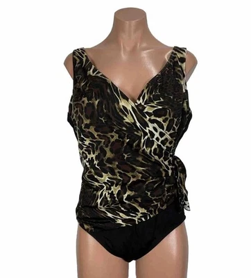 Longitude Women's Leopard Print one piece swim suit Size 14 Wrap - Image 1 of 4