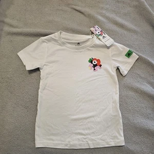 Camiseta deportiva de manga corta Adidas X Marimekko para niños pequeños flores blancas 2T - Imagen 1 de 7