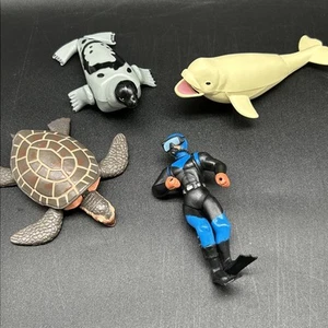 Vintage K & M Toys Sea Marine Life Ocean Turtle Whale Seal Scuba Figures - Picture 1 of 18
