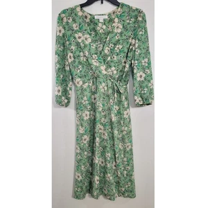 Monteau Los Angelous Womens Dress Large Midi 3/4 Sleeve Floral Boho Cottage Core - Picture 1 of 9