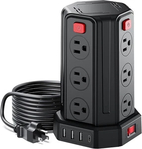 Power Strip Surge Protector, 6.5 Ft Extension Cord with 12 AC Multiple Outlets 4 - Picture 1 of 4