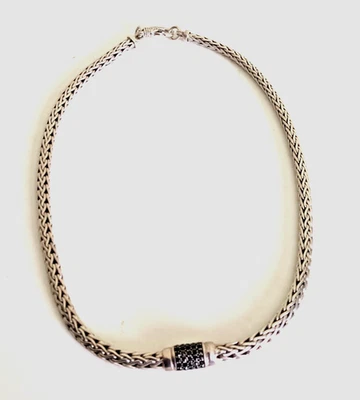 Ожерелье Phillip Gavriel из чистого серебра с черным сапфиром круглое тканое 18 дюймов - Изображение 1 из 4