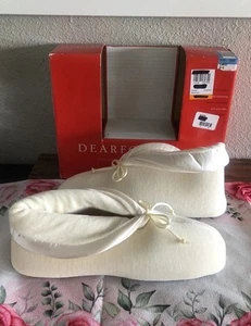 Women's Dearfoams Bootie Slippers Cream Large 8-9 (US) Sure Grip Classic NEW - Picture 1 of 8