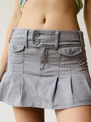 Minifalda plisada vintage años 90 Y2K antigua azul marino cintura baja para mujer talla 2” Foto 1 de 4