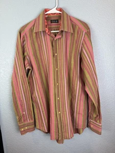 Niformis Shirt Mens Large 15 3/4 40 Striped Made Italy Unique Cuffs Dress Button - Picture 1 of 11