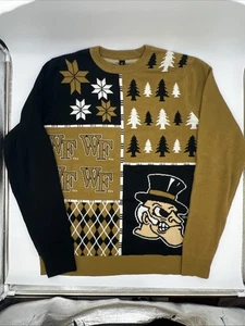 Wake Forest Sweater Mens XL Black Gold Demon Deacons Fair Isle Christmas Tree - Picture 1 of 17