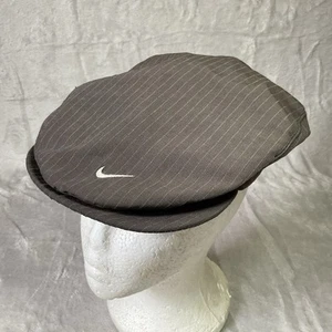 Vintage Nike Cap Hat Beret Newsboy Pin Stripe Brown Taupe Flat 90s Y2K USA - Bild 1 von 11