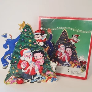 Betty Boop con Santa Musical Animado Árbol de Navidad Caja de Música de Madera Cuerda - Imagen 1 de 12