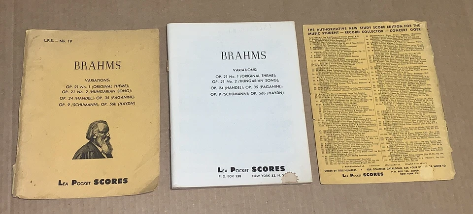 BRAHMS Variations (various) - Lea Pocket Scores No.19 - Image 1 of 4