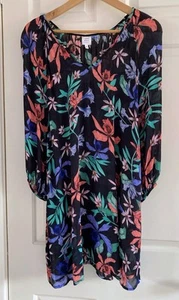 John Lewis Black & Floral Sheer Long Overtop Dress Size M Beach Cover-Up - Picture 1 of 14