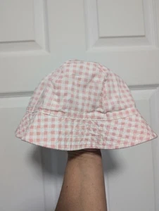 H&M Pink and White Gingham Hat  girls size 4Y - Picture 1 of 3