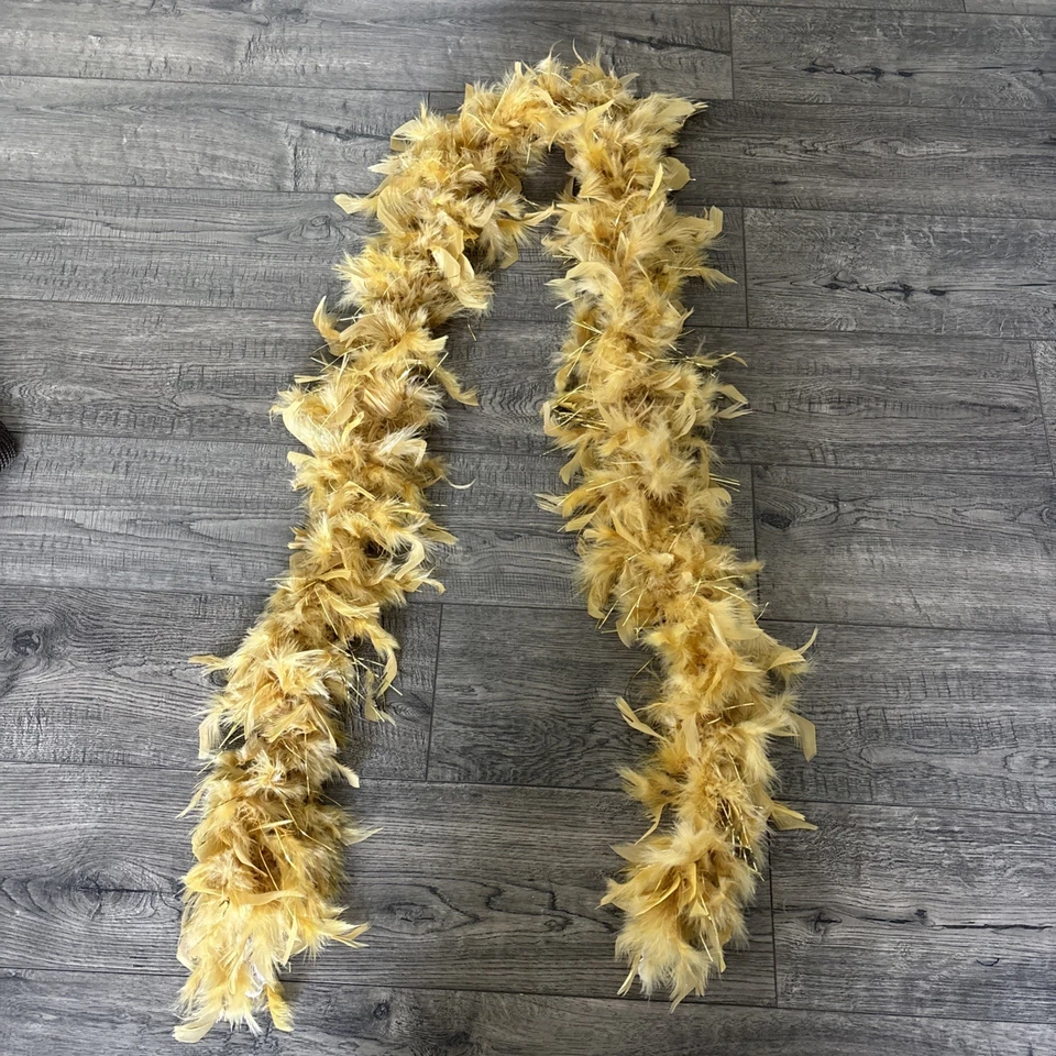 Boa de plumas beige y dorado talla única Foto 1 de 4