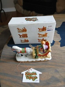 Lefton Colonial Village Christmas Open Horse Sleigh 1987 Figurine w/Box - Picture 1 of 22