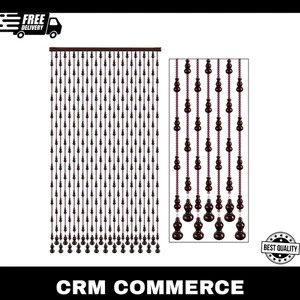 Wood Beaded Curtain for Doorway, 35.5 x 78 inches Retro Door String Curtain, ... - Picture 1 of 9
