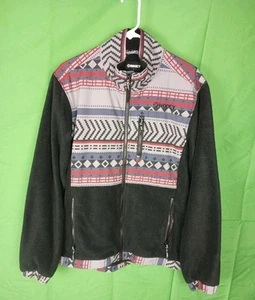 HOOey Herren leichte Fleece Tech Jacke mit Taschen schwarz/blau aztekisch L Seef2 - Bild 1 von 17