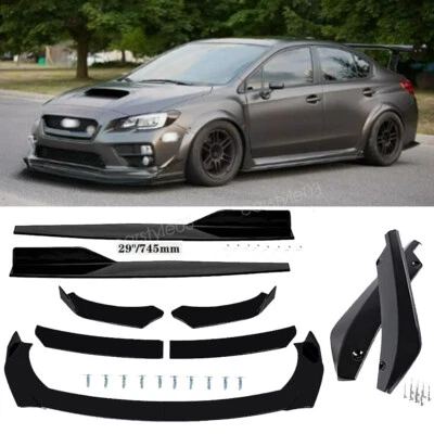 From Splitter+29"Side Skirt+Rear Lip Parts For Subaru Impreza WRX STI Black Foto 1 de 4