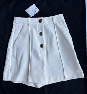 ZARA hochtaillierte Shorts mit Knopfleiste mit Taschen weiß Größe XS NEU MIT ETIKETT - Bild 1 von 12