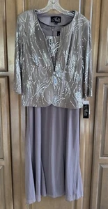 New~ALEX EVENINGS Womens A-Line Dress w/Jacket ~Size 12~Sequins~Special Occasion - Picture 1 of 23