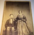 Antique Civil War Fancy American Couple Victorian Fashion Style Dress Cdv Photo!