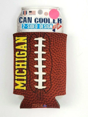 Michigan Wolverines Football Can Cooler 12oz Koozie Two-Sided NEW Cover