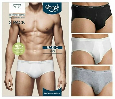 2 SLIP UOMO SLOGGI MIDI BASIC COTONE MORBIDO ELASTICO ESTERNO CON LOGO SLOGGI - Immagine 1 di 4