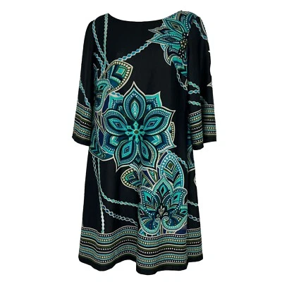 R & K Originals Dress Women's 12 Knee Length Shift 3/4 Sleeve Geometric Paisley - Image 1 of 4
