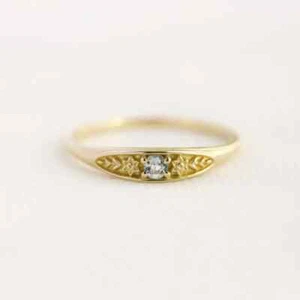 März Geburtsring, Geburtssteinring, Geburtsblumenring, Aquamarinring, Siegelring - Bild 1 von 9