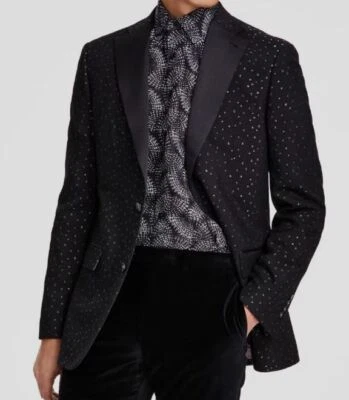 Abrigo deportivo Tallia para hombre negro ajustado punteado elástico traje chaqueta talla 46L Foto 1 de 2