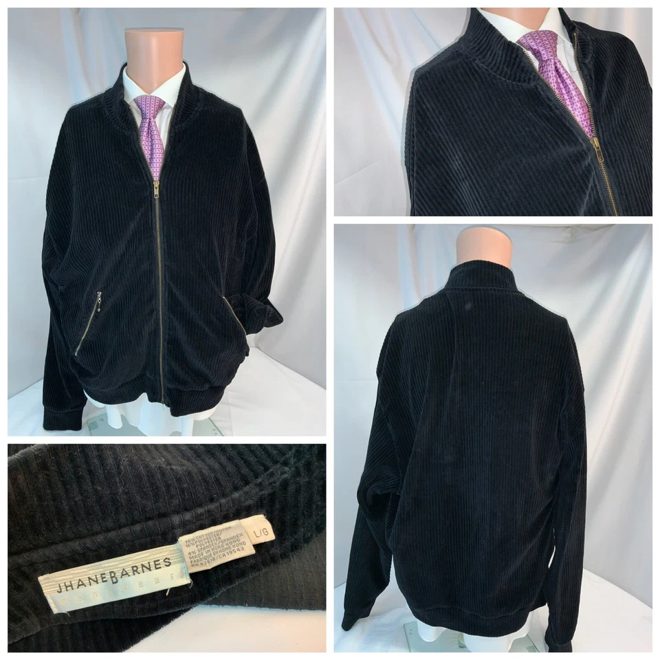 Jhane Barnes 夹克 L 男式蓝色灯芯绒棉聚乙烯 Md 香港 YGI L1-96 — 第 1/4 张图片