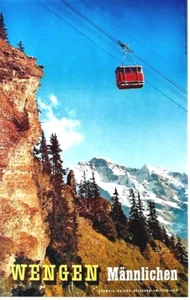 Original vintage poster WENGEN BERNESE OBERLAND CABLE CAR c.1960 - Picture 1 of 1
