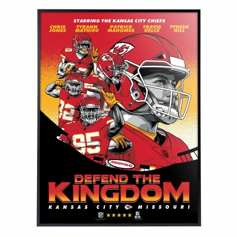 Kansas City Chiefs Defend The Kingdom Movie Poster Deluxe Framed Serigraph Print Cover