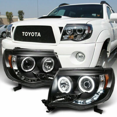 Faros proyectores LED halo para Toyota Tacoma negros 2005-2011 luces pre corredor Foto 1 de 4