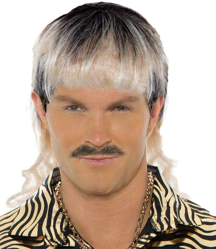Adult Mens King Tiger Trainer White Trash Costume Blonde Exotic Brown Mullet Wig - Image 1 of 1