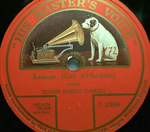 ENRICO CARUSO "Porque (Guy d ́Hardelot)" s/s HMV 1912 78rpm 10" - Imagen 1 de 1