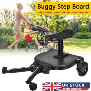 Universal Baby Infant Stroller Pushchair Connector Buggy Step Board with Seat UK - Picture 1 of 24