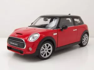 BMW Mini Cooper Hatch 2014 Negro Rojo Coche a Escala 1:18 Welly - Imagen 1 de 9