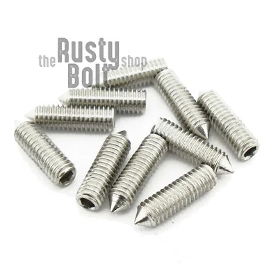 THE RUSTY BOLT SHOP M3 x 10mm, Set Screws Cone Point Grub, A2 18-8 Stainless Steel