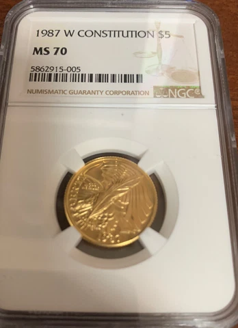 1987 W CONSTITUTION $5 GOLD COMMEMORATIVE-NGC MS70 PERFECT GRADE Cover