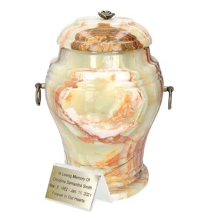 Beautiful natural Stone Onyx Urn with Rose  Unique Human Cremation Urn - Picture 1 of 9