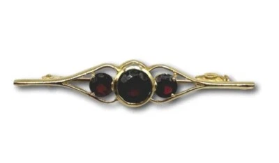 Estate 18k Gold Brooch With Red Garnet (Rubies?) Stones 3 Grams 1 7/8" - Image 1 of 4