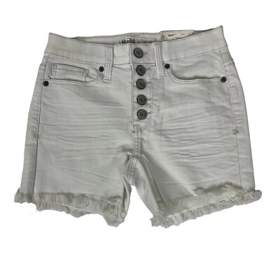 MUDD Junior Women’s Shorts Size 0 Mid-Rise MIDI Ecru FLX Stretch Button Fly - Image 1 of 4